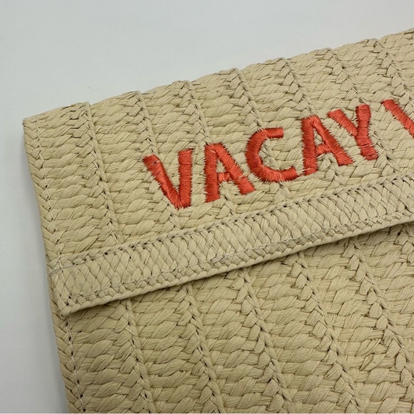 Neiman Marcus VACAY VIBES Straw Clutch / Handbag - Picture 2 of 5